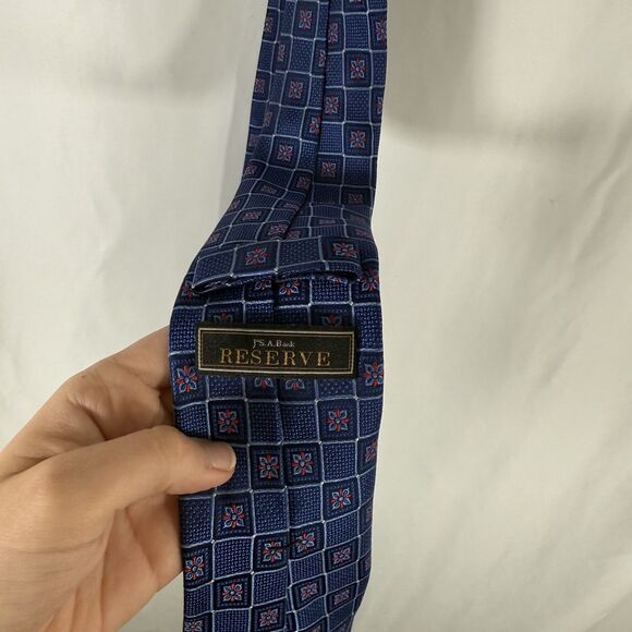 Jos A Bank Reserve Tie Men's 60" Blue Floral Print 100% Silk 3" Wide - Picture 2 of 5